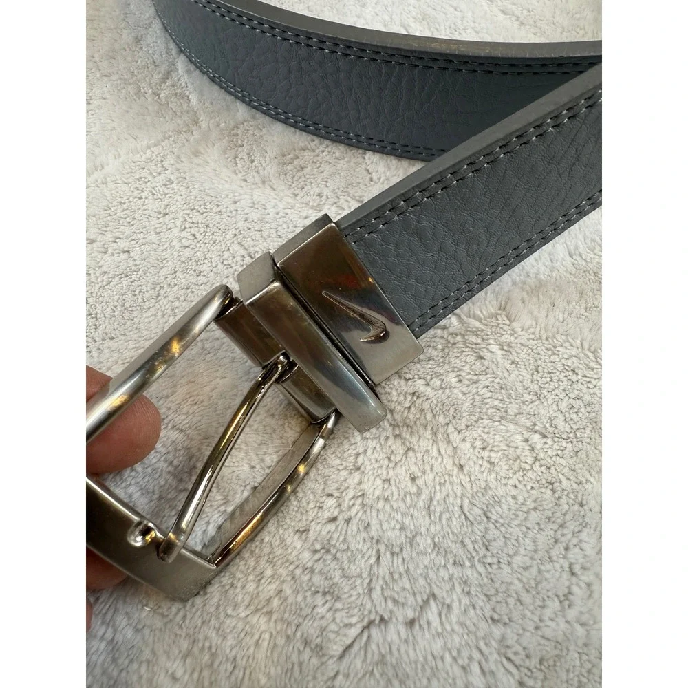 Nike Reversible Golf Belt Mens 40 Grey White‎ Silver Buckle DS5001-231